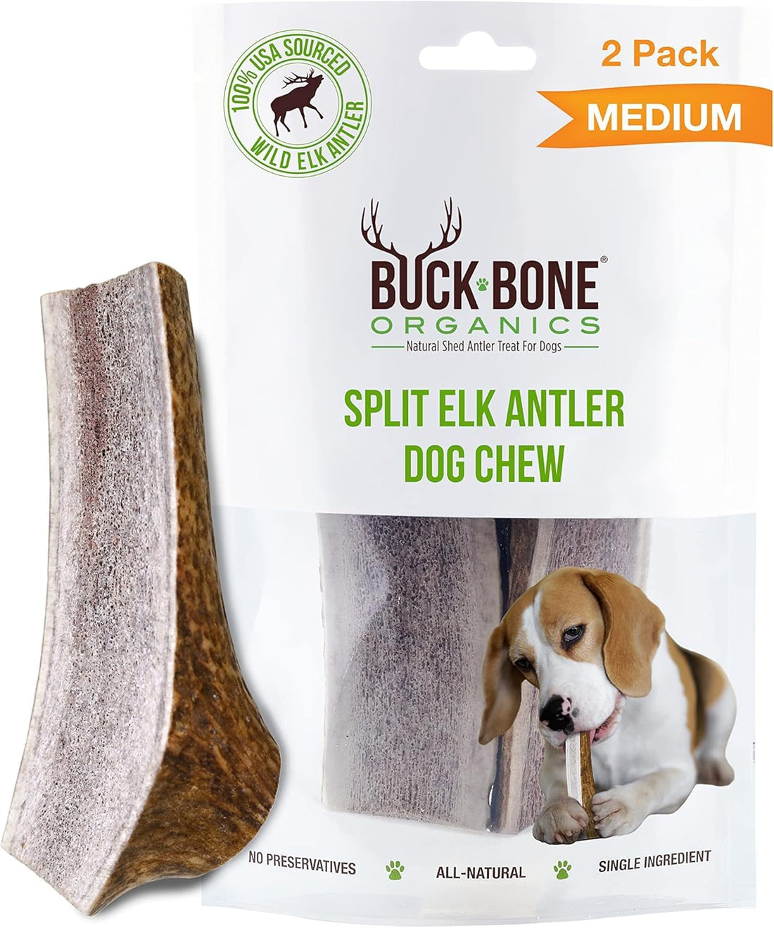 Buck Bone Organics Dog Chews, Antlers for Dogs, Premium Natural Elk