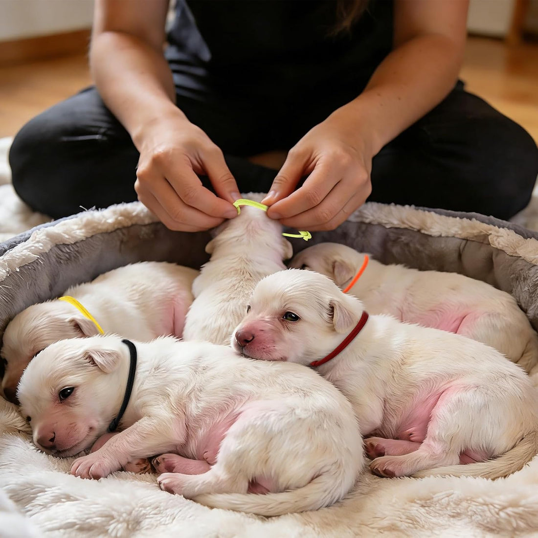 PETKNOWS 30 Pcs Puppy Whelping Collars Soft Newborn Kitten ID Bands