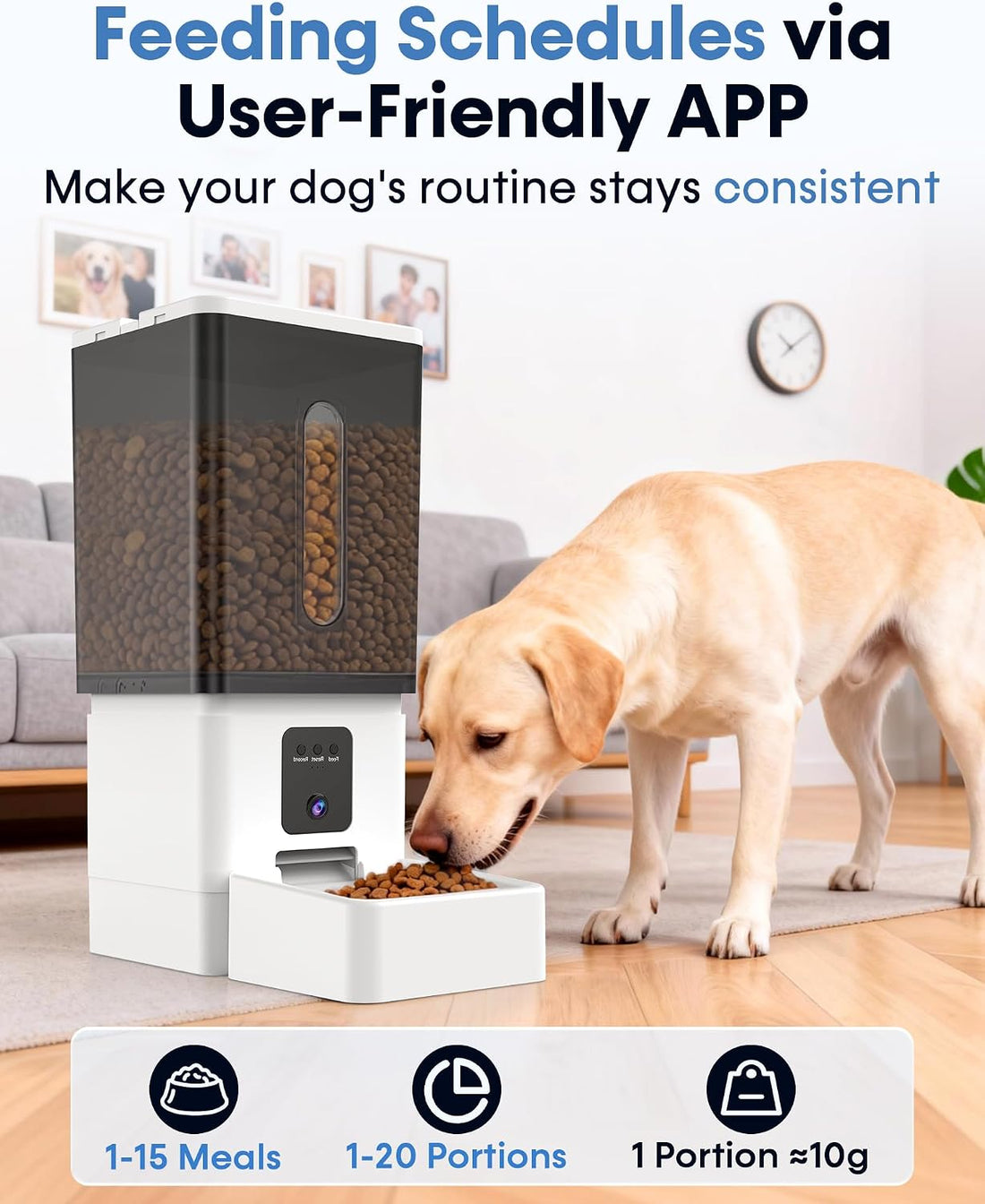 12L Large Dog Automatic Feeder with HD 1080P Camera