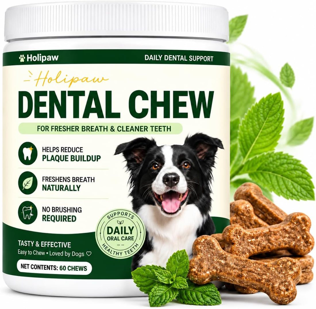Holipaw Dental Chews for Dogs, Daily Oral Care Chews, 60 Count