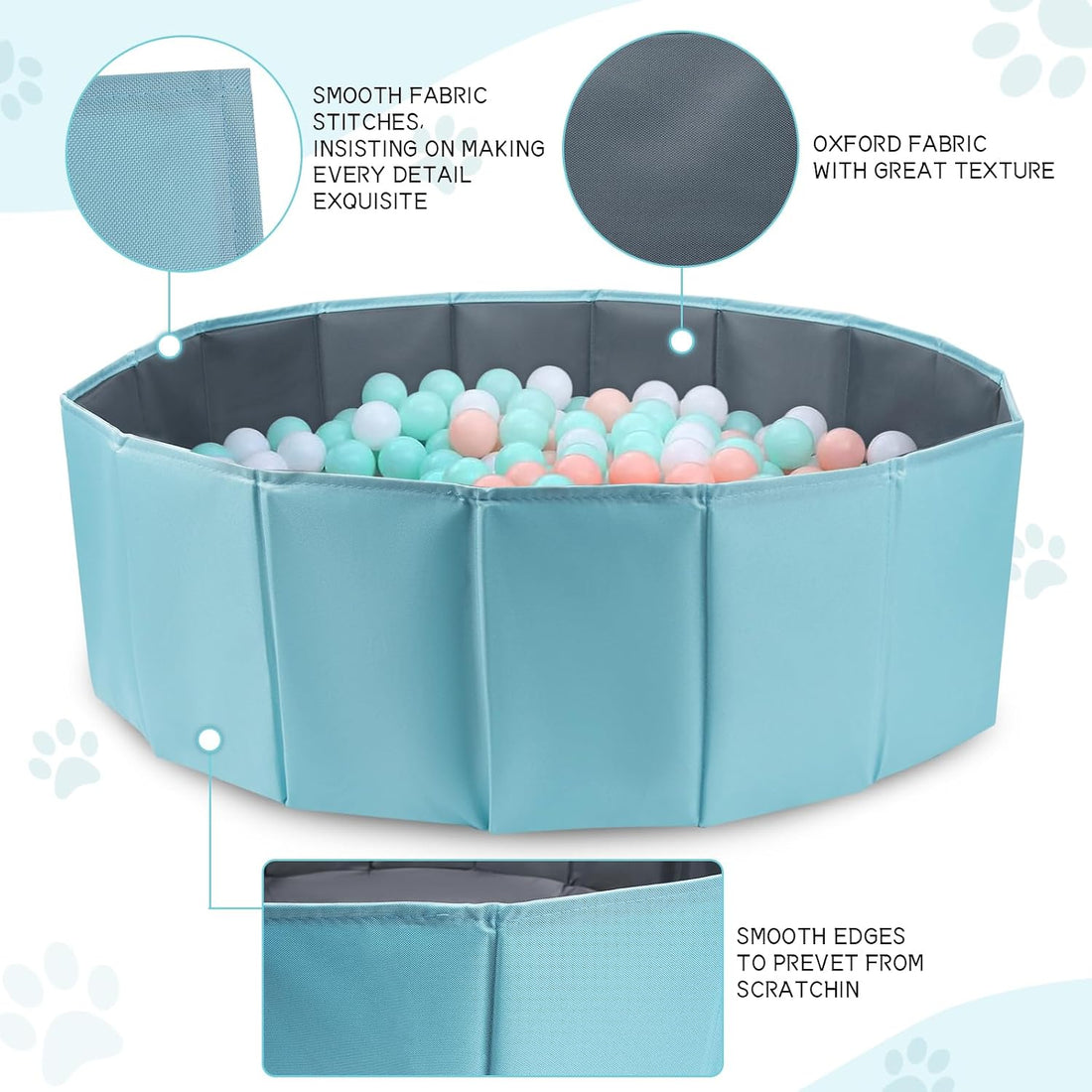 Dog Ball Pit Foldable 39.37 inches in Diameter,No Ball Included,Blue M