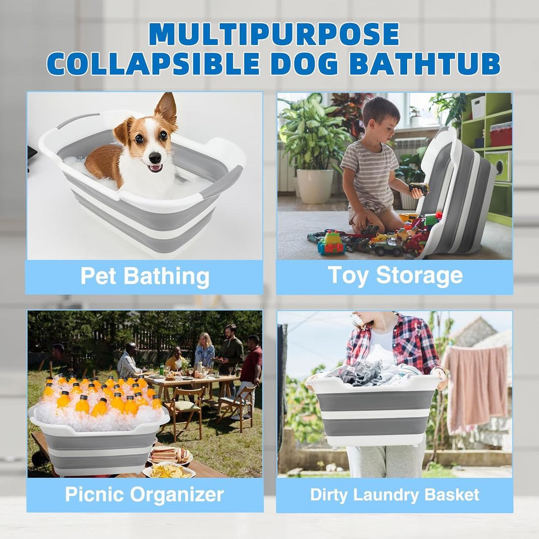 7.1 Gal/27L Multipurpose Collapsible Dog Bathtub