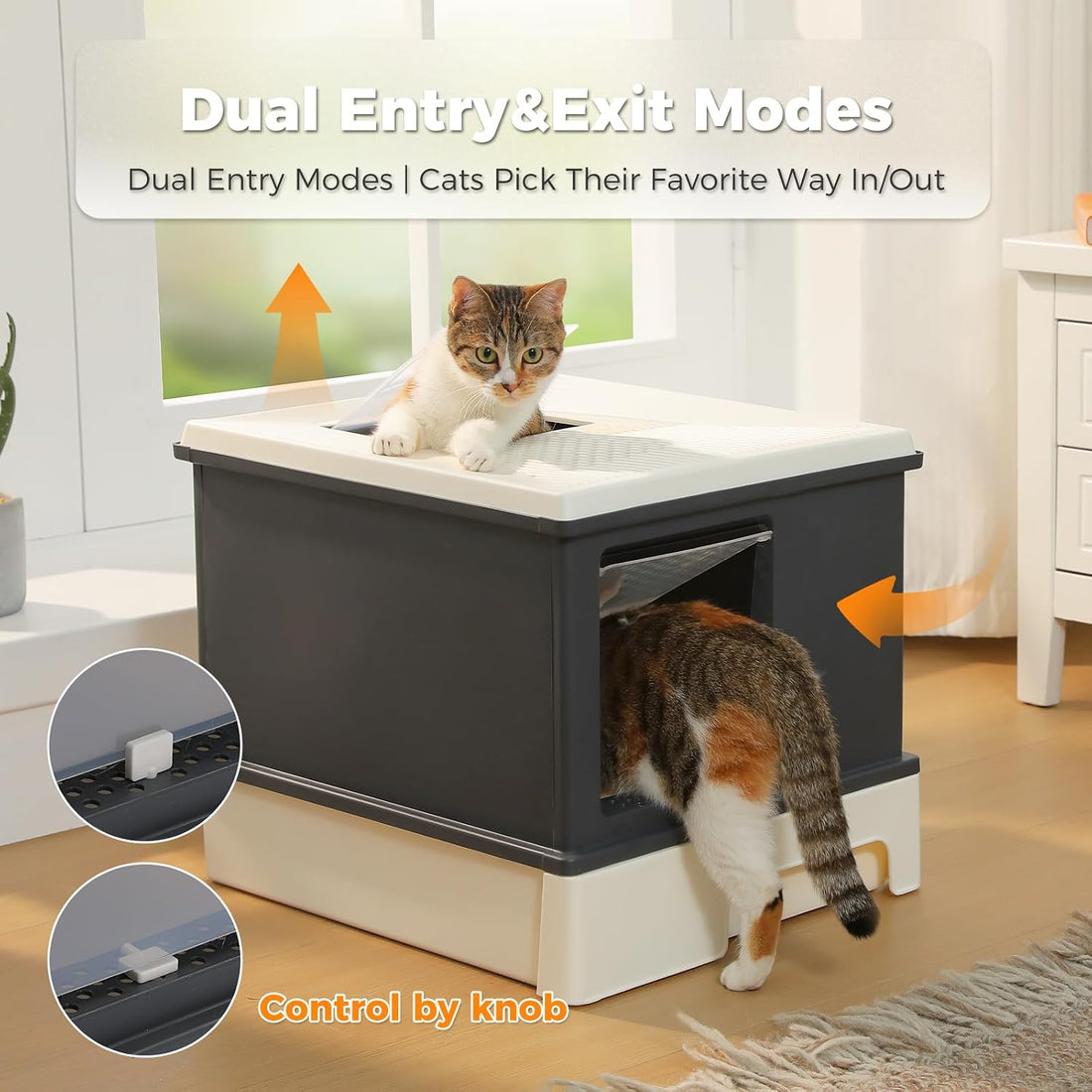 PEQULTI 88L Cat Litter Box with Lid