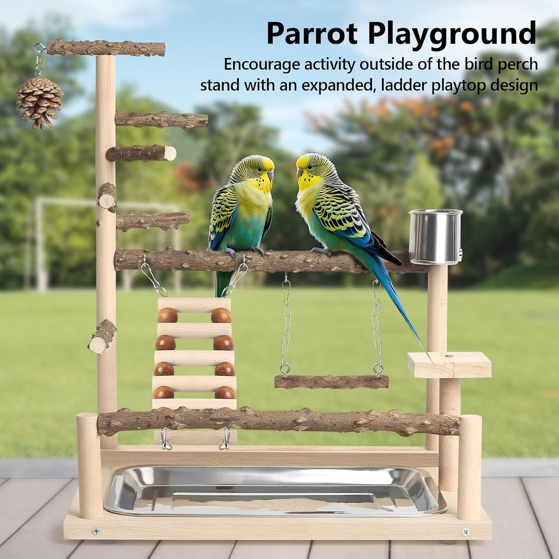 JOINSI Wood Pet Parrot Playground Bird Play Stand Toys Perch