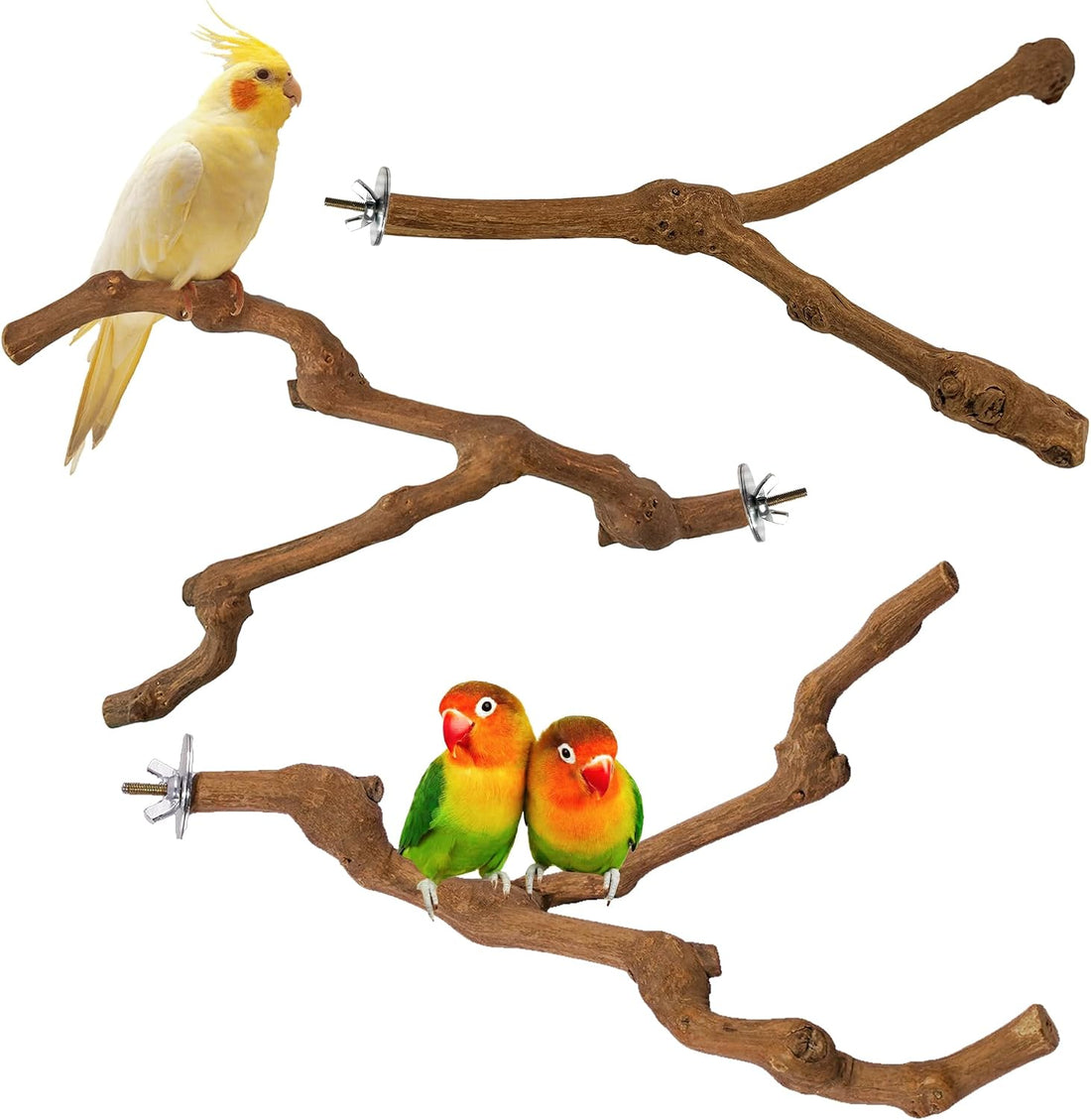 3PCS Bird Perch Natural Grape Stick Chewable Bird Stand Paw Grinding