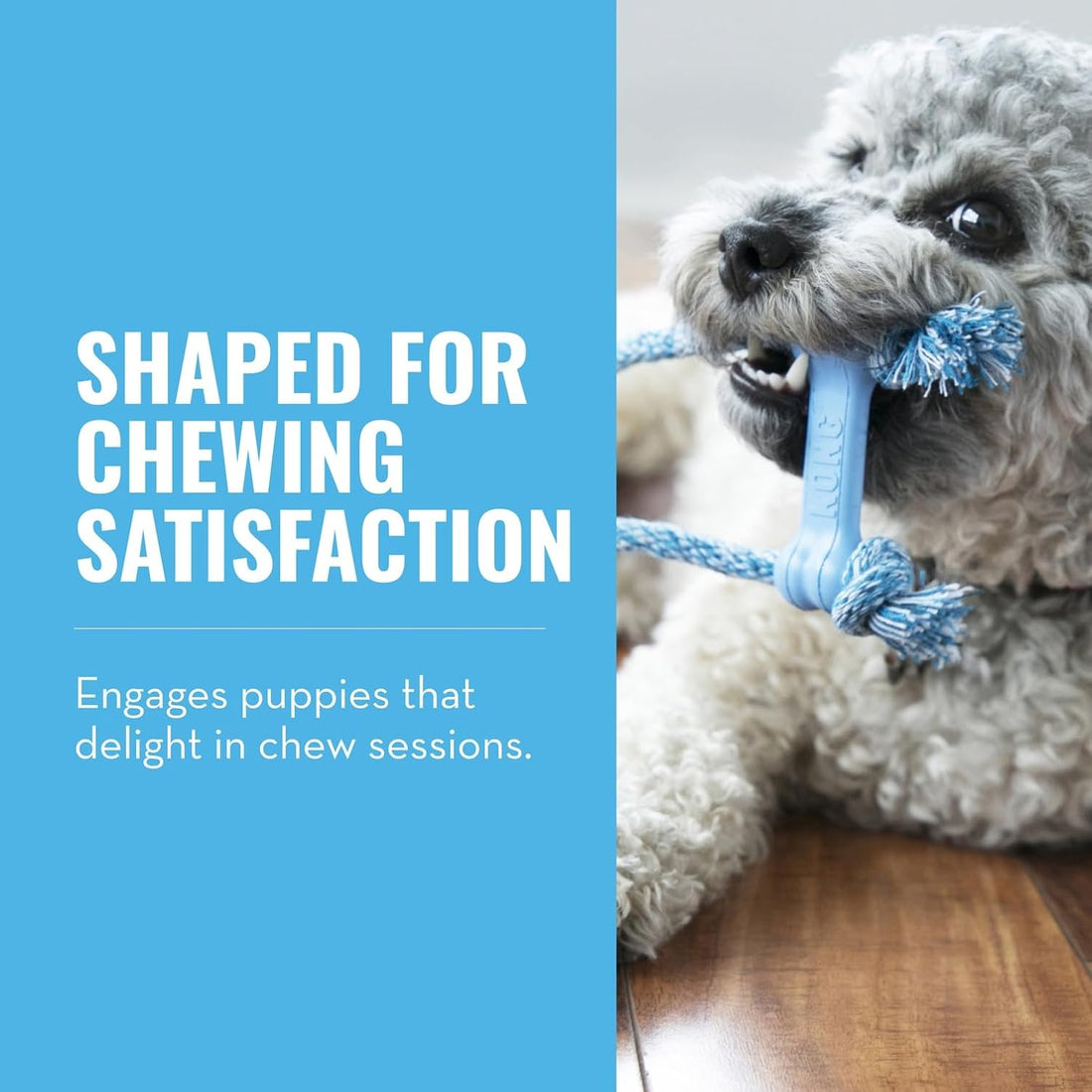 KONG Puppy Goodie Bone with Rope, Natural Rubber, for XS Puppies