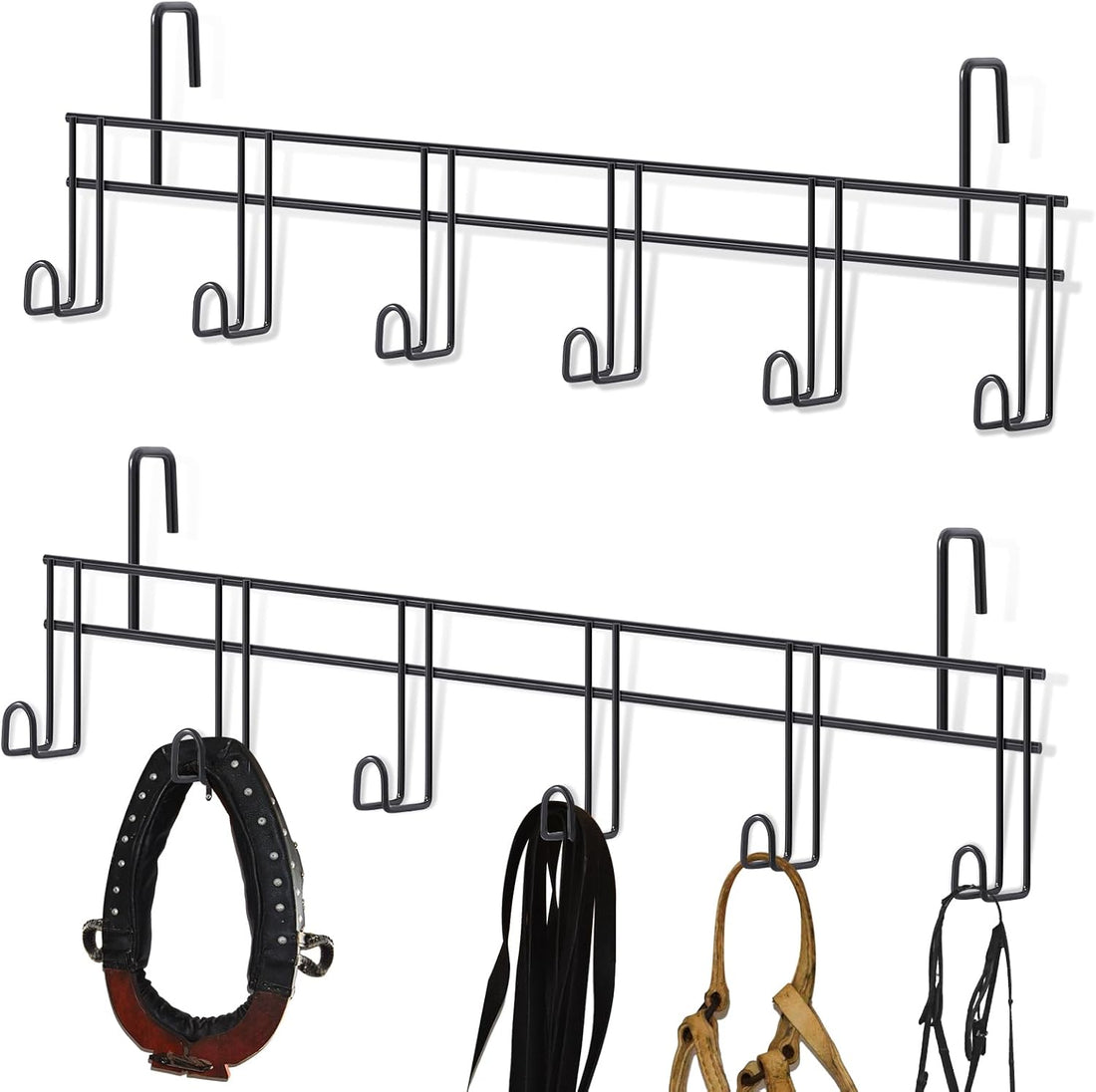 Yaocom 10 Hook 2 Pcs Bridle Hooks Tack Room Metal Wall Hangers Rack