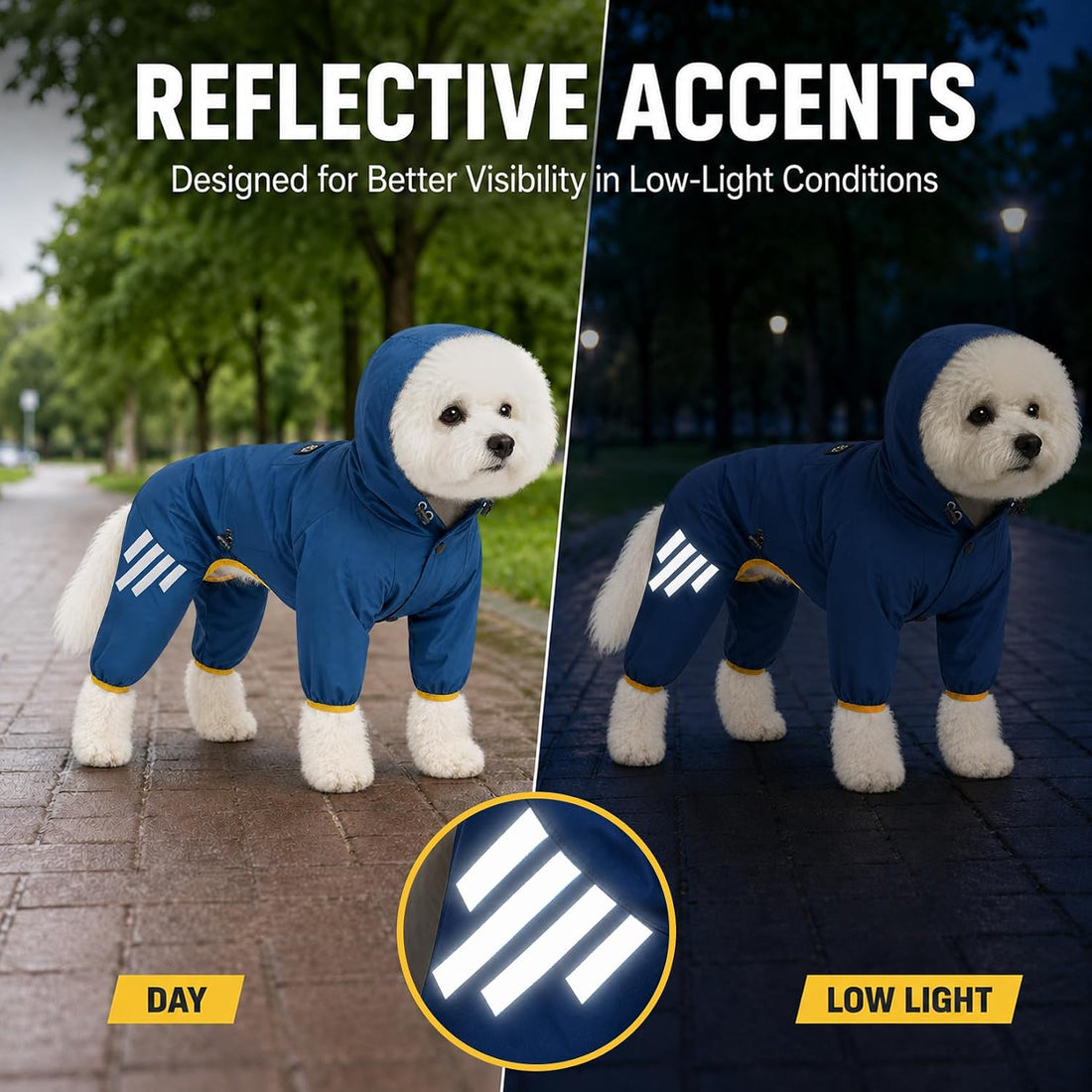 Dog Raincoat Pup Hood Waterproof Dog Rain Jacket with Reflective