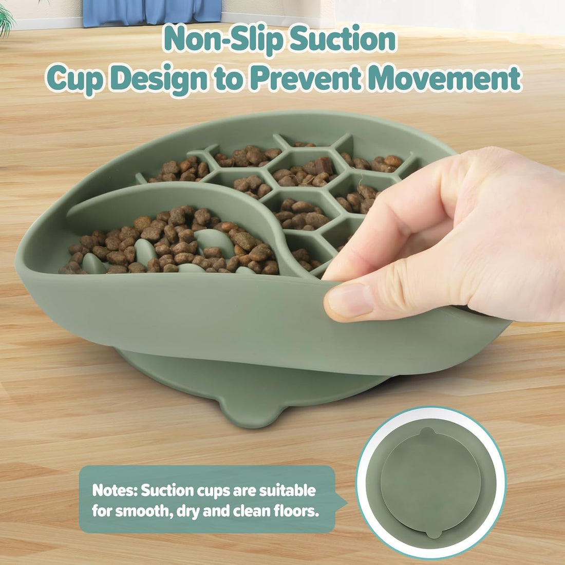 Slow Feeder Dog Bowl, Pet Puzzle Dish w/Suction Cup, Small Medium