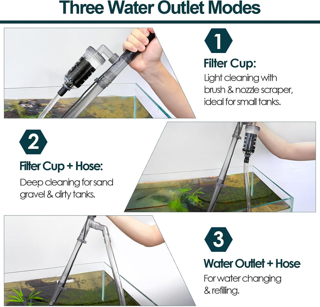 hygger Electric Aquarium Gravel Cleaner, 528GPH Fish Tank Vacuum