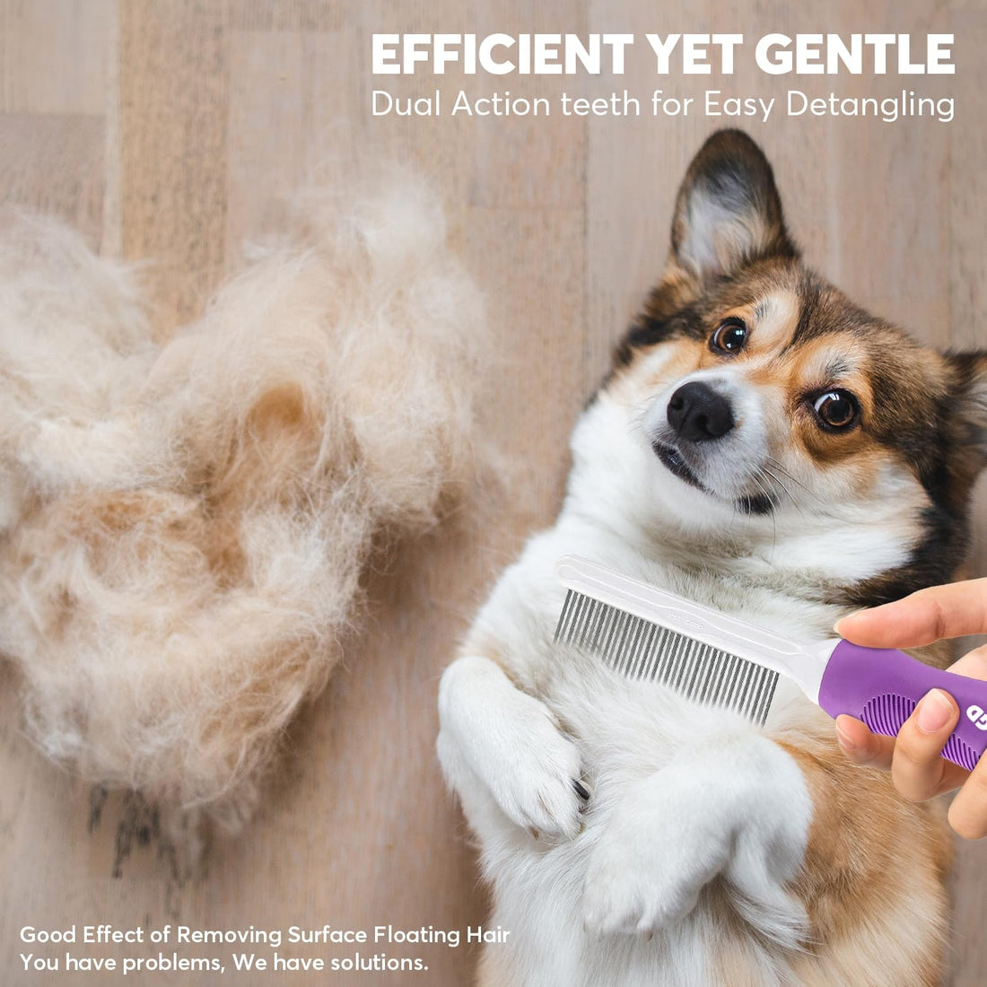 Detangling Pet Comb for Dogs & Cats with Long & Short Stainless Steel
