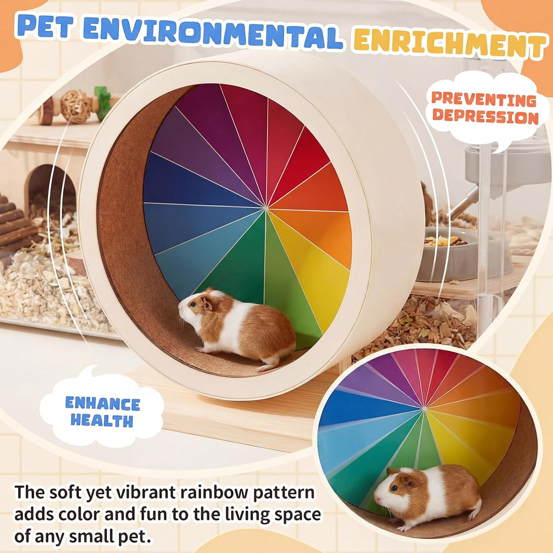 Geelin 9 Inch Hamster Wooden Silent Wheel