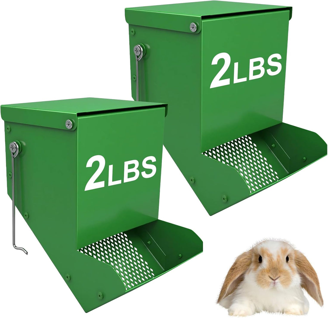 2 Packs Hay Feeder Rabbit, Metal Small Animal Feeder with Lid & Mesh