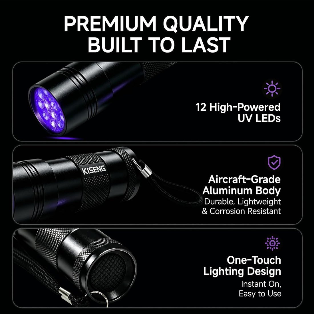 UV Light Blacklight Flashlight:12 LED Black Light Finds Hidden Pet