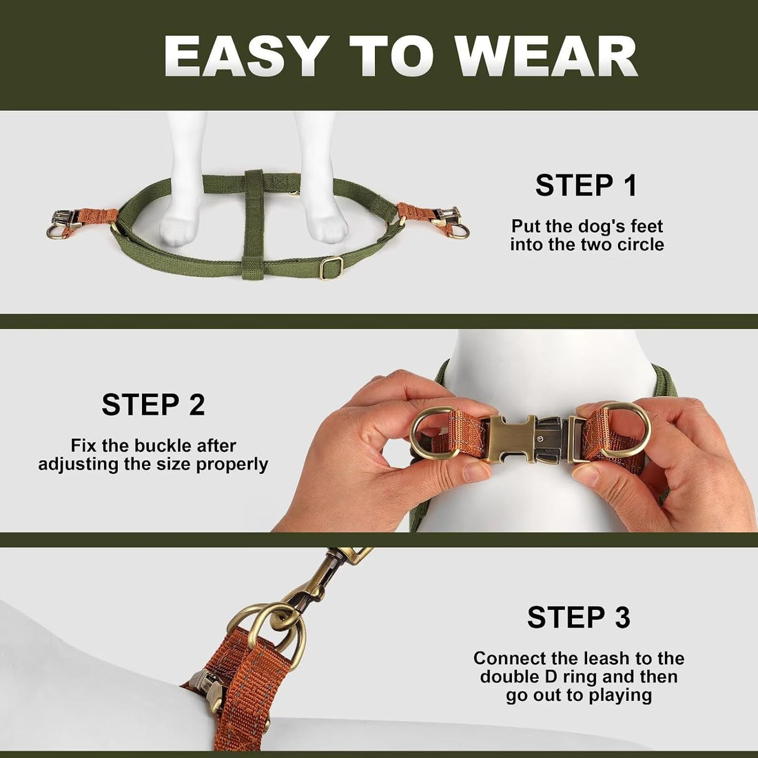 Didog Step in Dog Harness with Metal Buckles