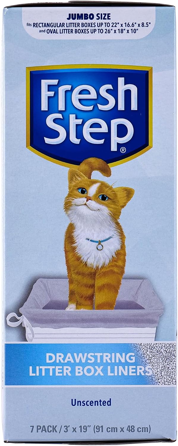 Fresh Step Drawstring Cat Litter Liners, Scented, 2.5 ft x 17 in, 7ct