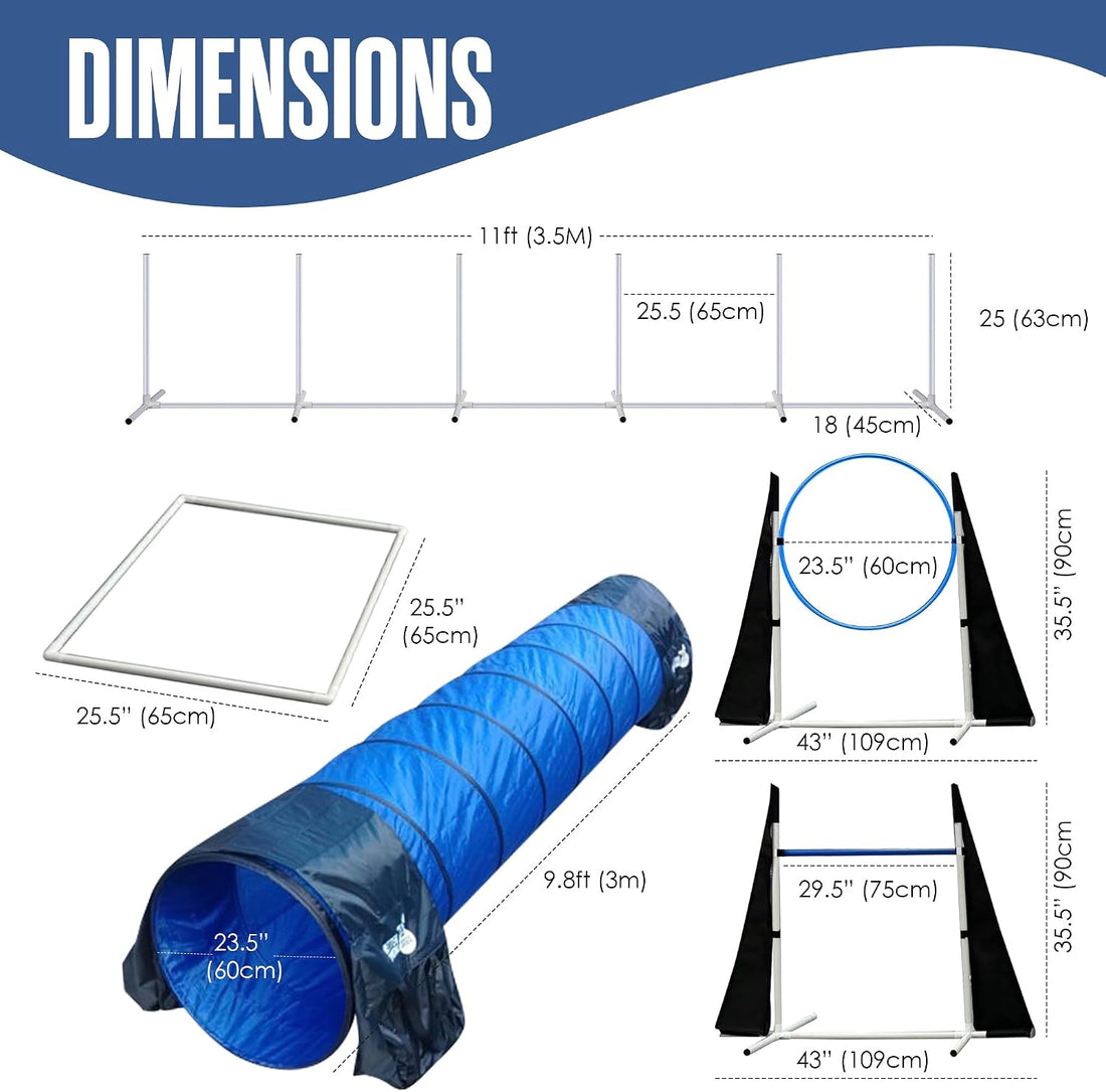 Dog Agility Course Backyard Set, Dog Agility Equipment, Weave Poles