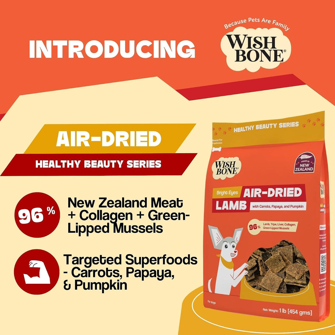 Wishbone Air Dried Lamb Dog Food - High Protein, Grain Free Recipe