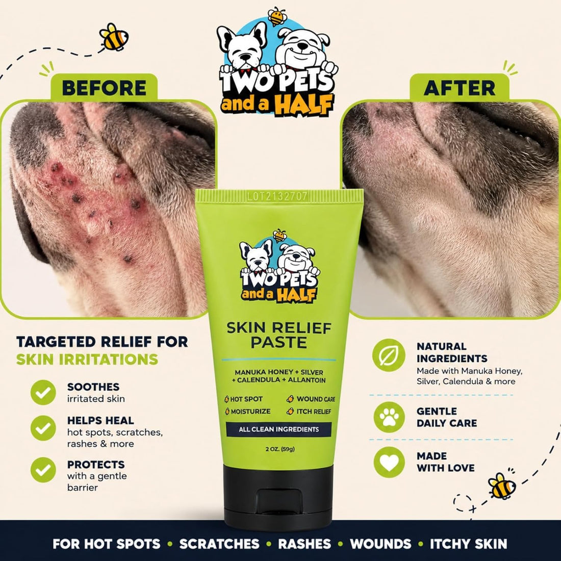 Paste for Bulldogs Wrinkle, Paw Balm & Dog Wound Care
