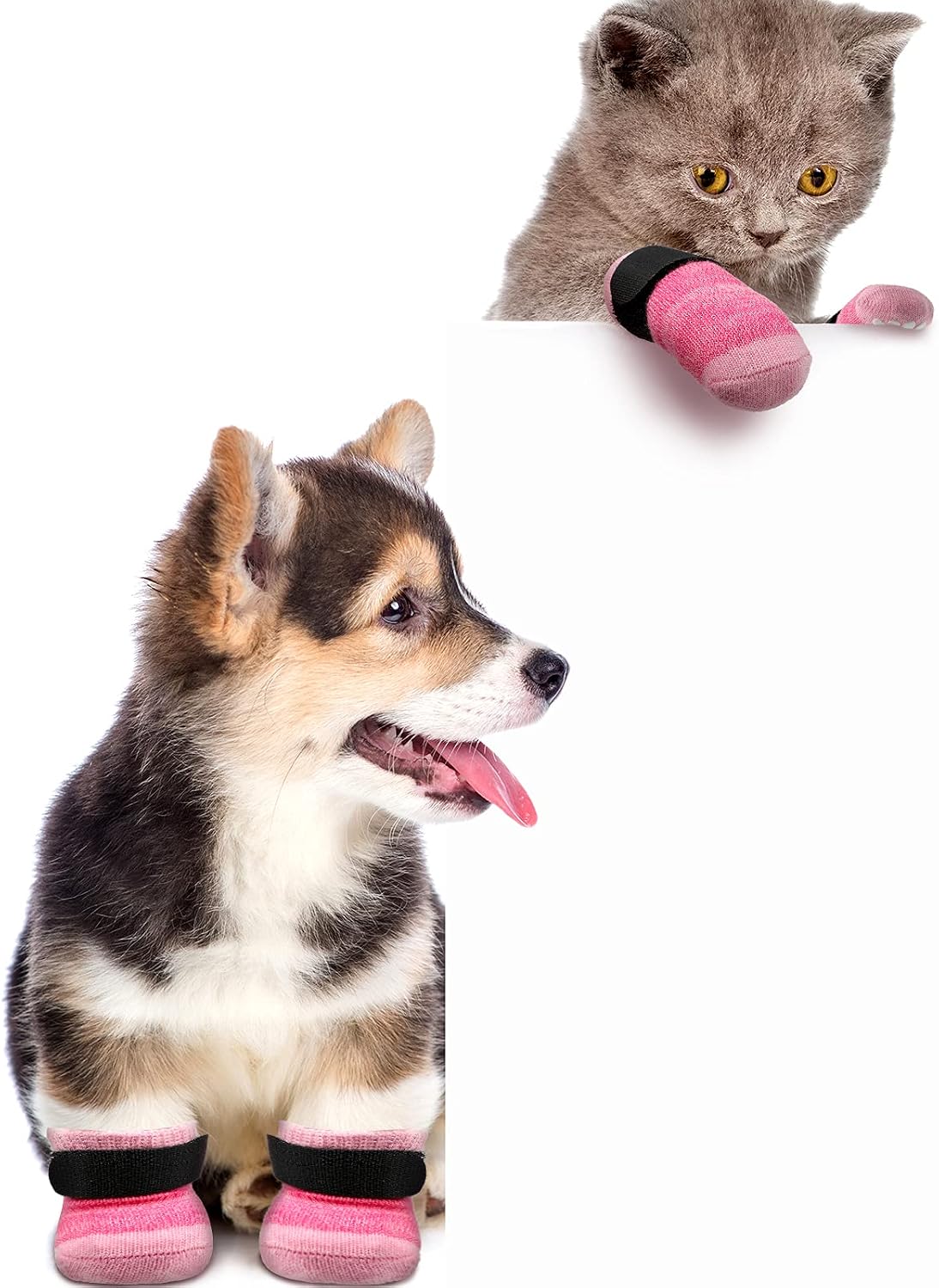 Frienda 8 Pcs Anti-Slip Dog Socks for Small Dogs and Cats
