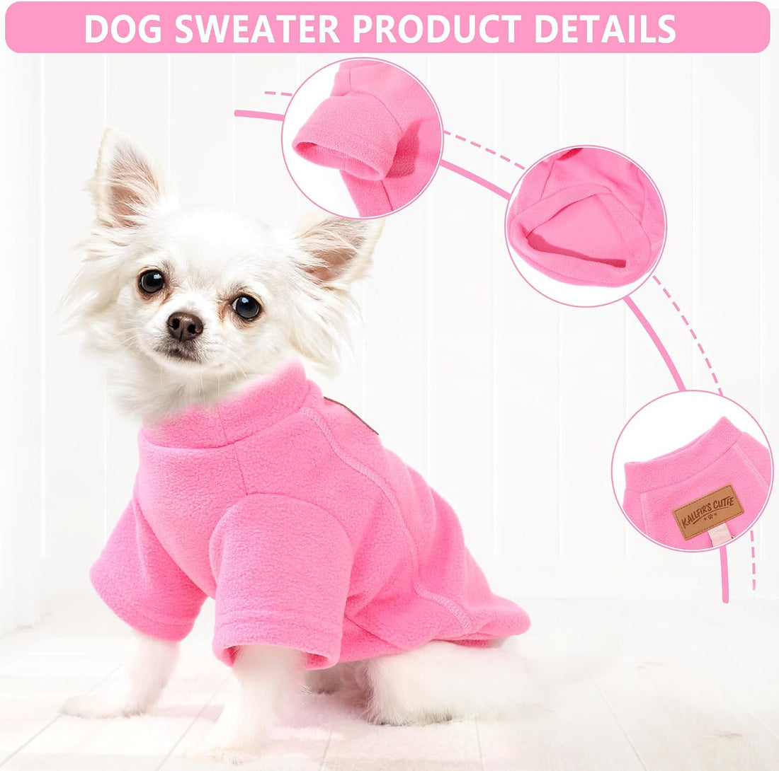2 Pieces Dog Sweaters with Leash Ring Fleece Dog Winter Clothes