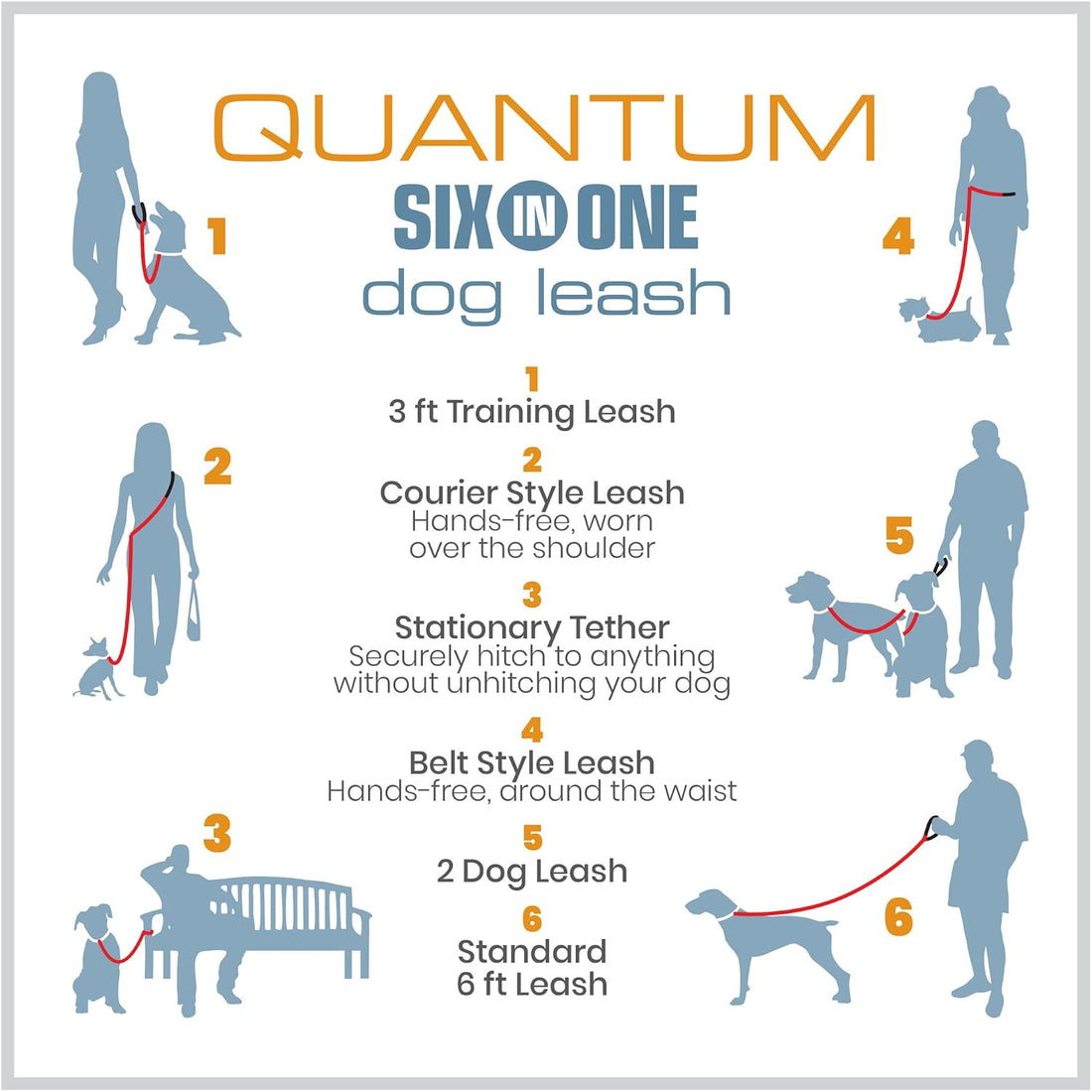 Kurgo Quantum 6 in 1 Dog Leash, Purple