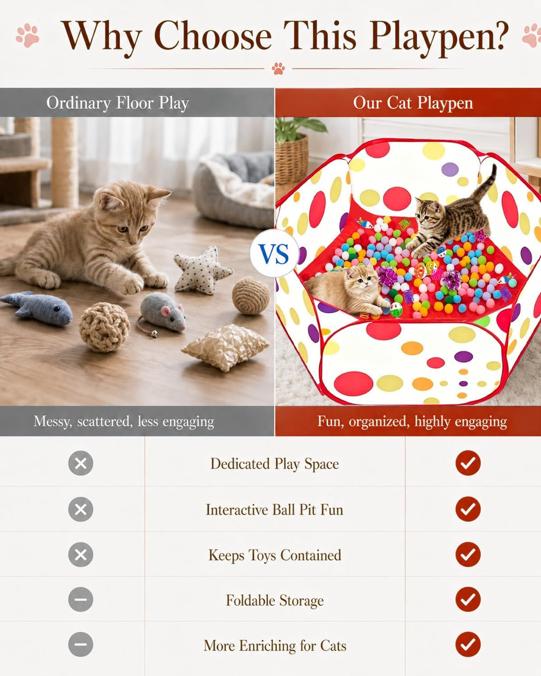 Cat Ball Pit with 227 Pcs Interactive Cat Toys