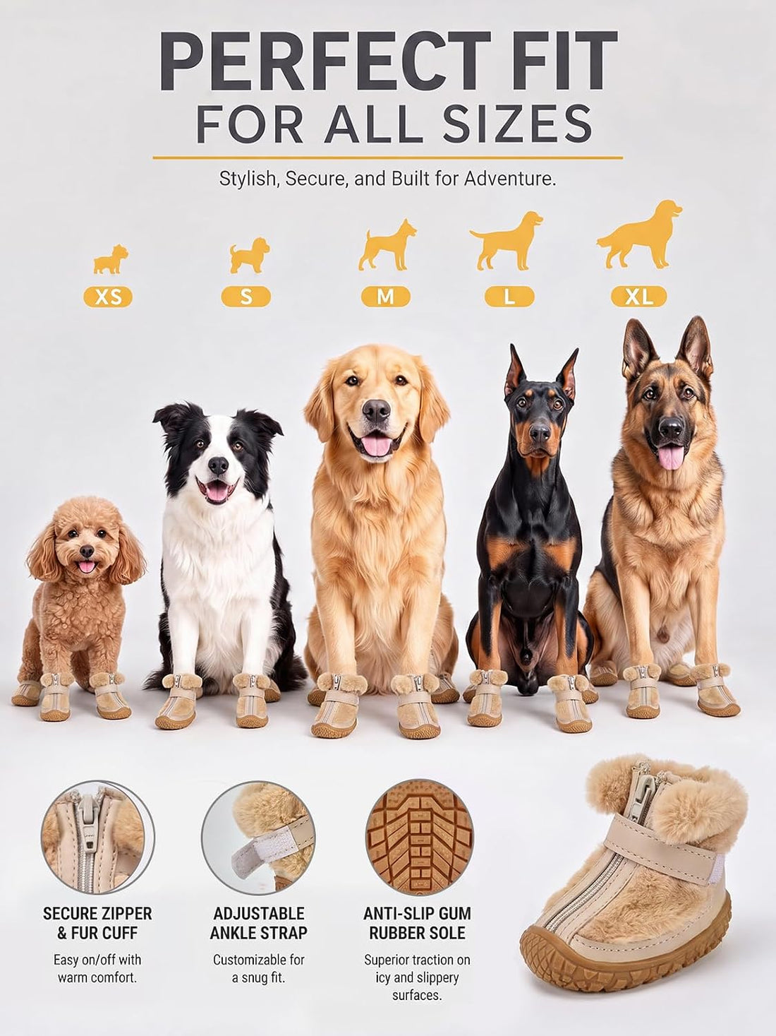 Haloumoning Dog Shoes Waterproof Non-Slip Booties for Small Medium