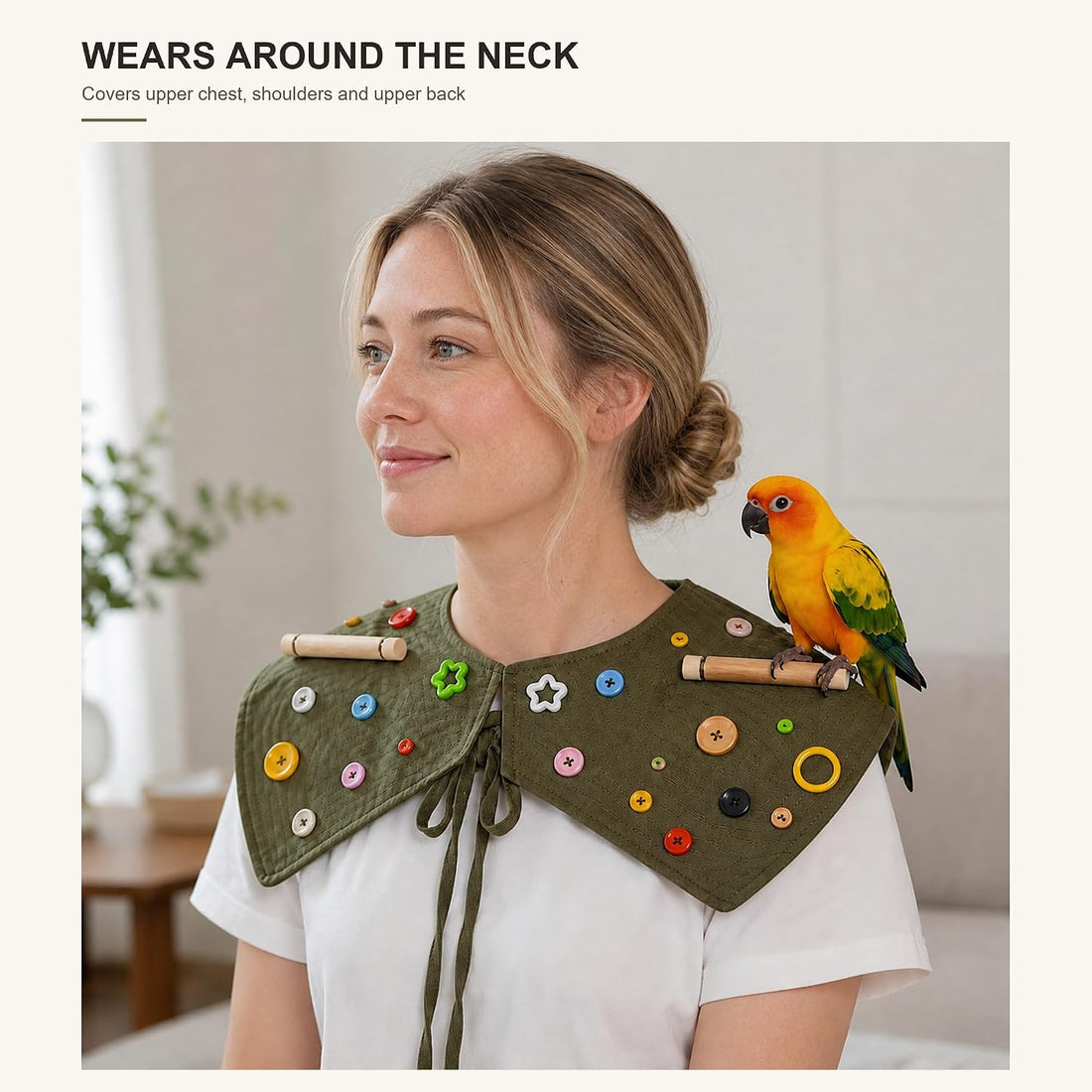 Parrot Shoulder Cape with Two Pine Perches for Bird Training