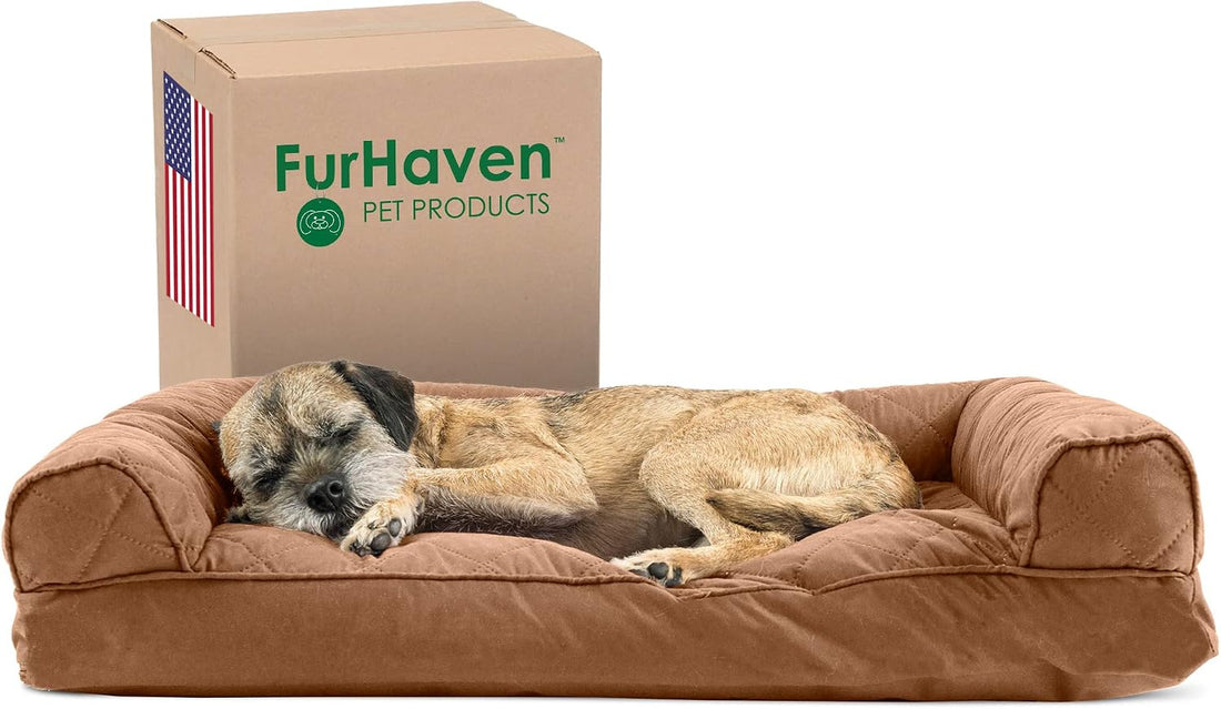 Furhaven Pillow Dog Bed for Large/Medium Dogs w/ Removable Bolsters