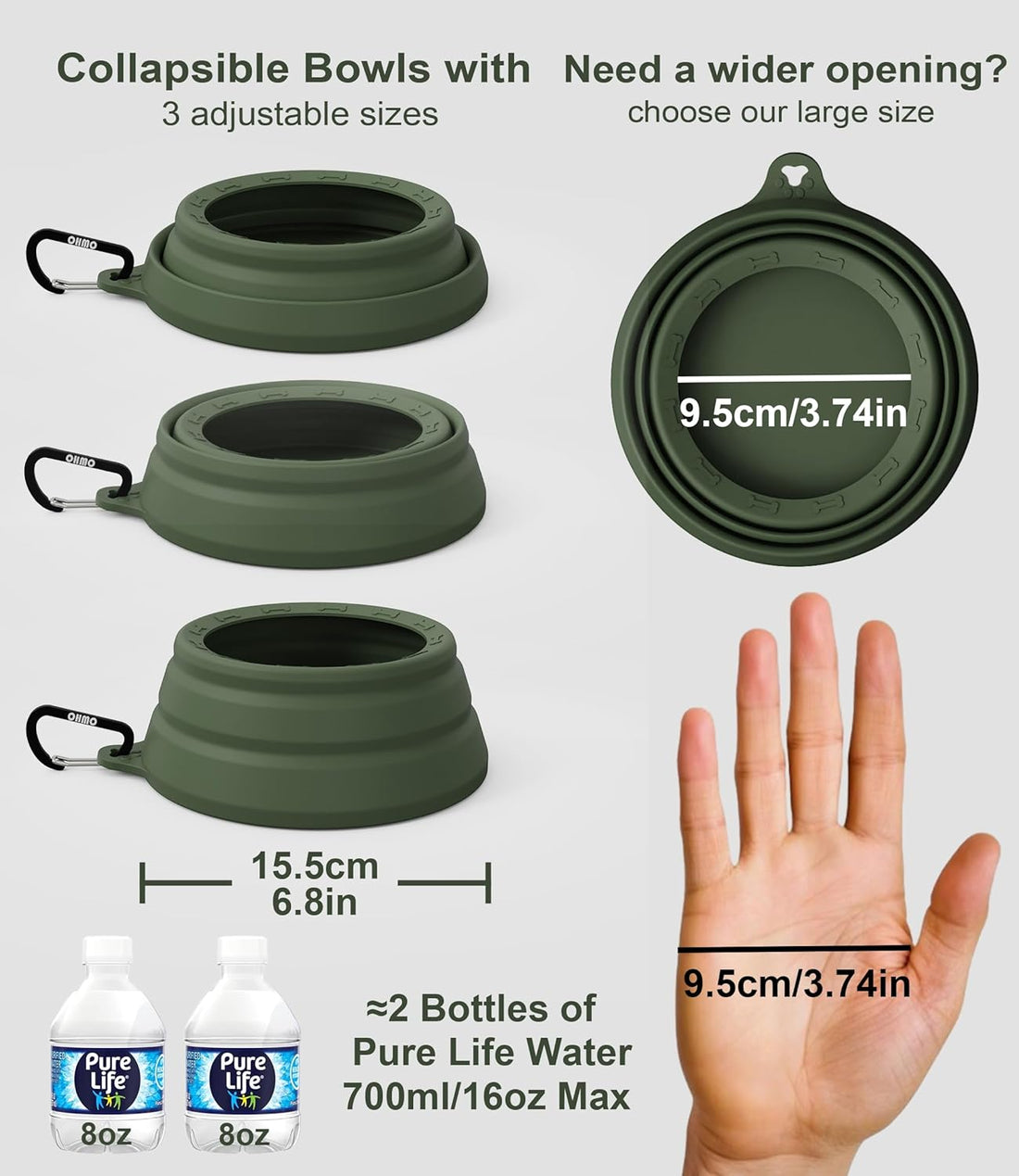 OHMO Spill Proof Collapsible Dog Water Bowl 24oz for Cars