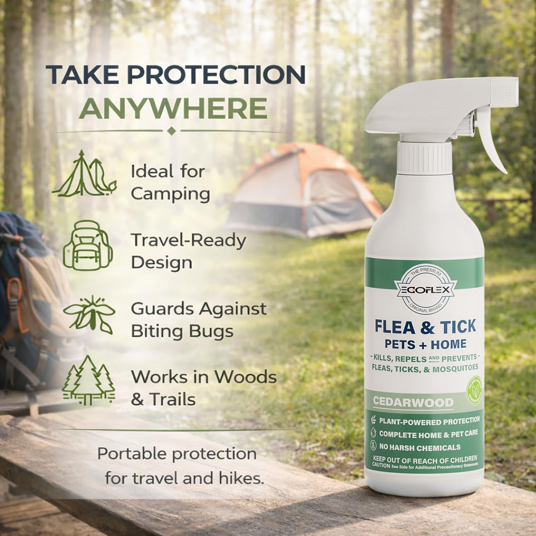Flea Spray for Home & Pets Plant-Based Repellent with Cedarwood Scent