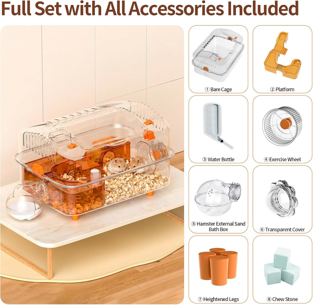 Clear Hamster Cage with External Bath, Dwarf Habitat