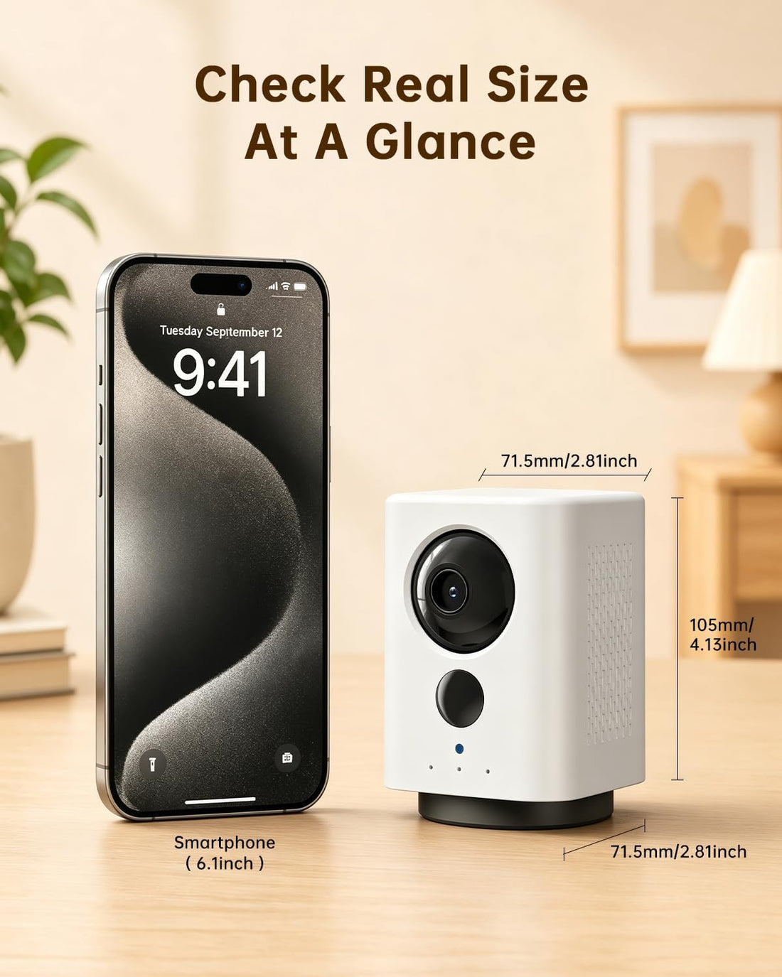 SEHMUA Battery Indoor Camera Wireless, 5G/2.4G WiFi, 2K Live View