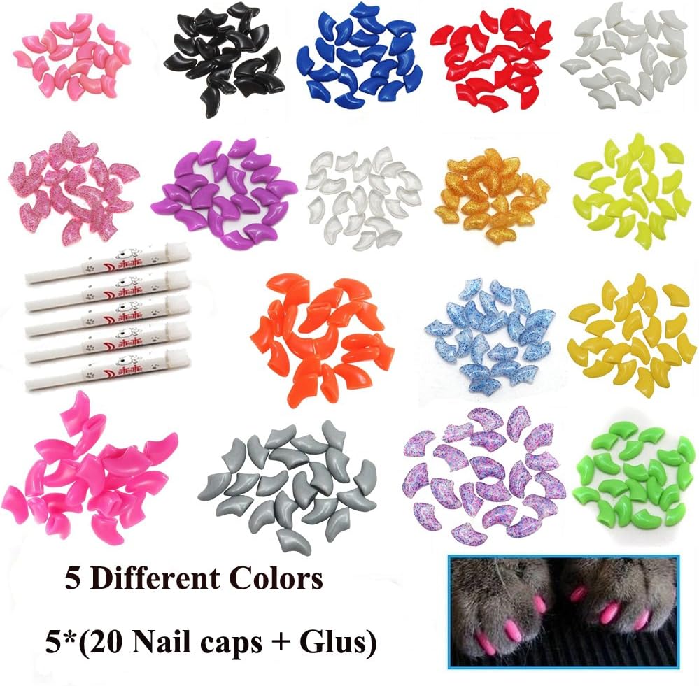 VICTHY Cat Nail Caps and Covers with Glue and Applicators