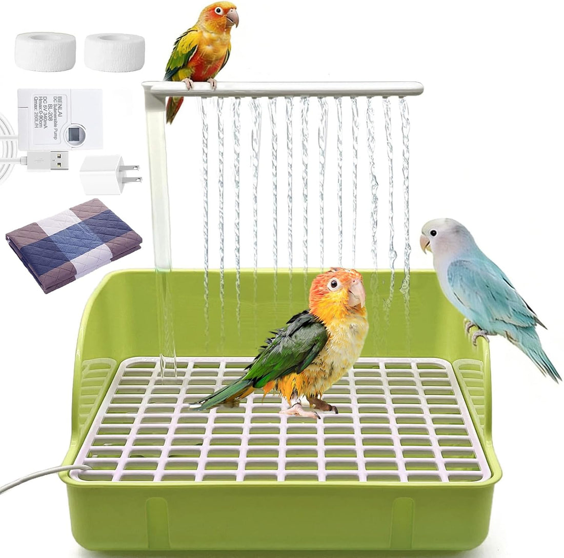 Automatic Parakeet Bird Bath Shower with Pump,Large Bird Bathtub
