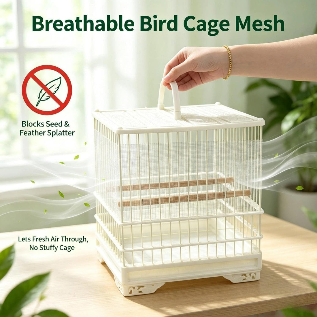 Bird Cage Seed Catcher, Breathable Cuttable Bird Cage Net Mesh