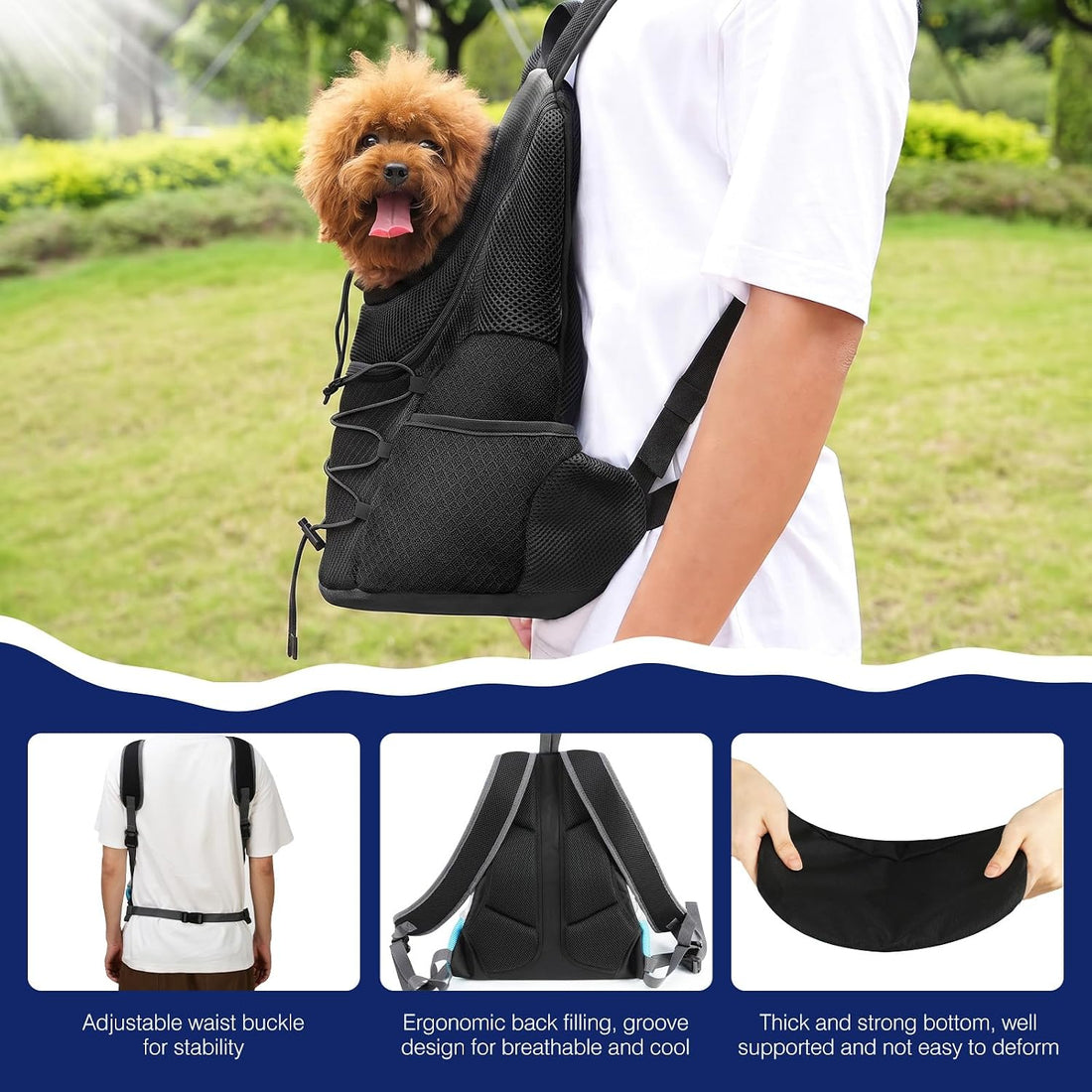 Pawaboo Pet Dog Front Carrier Backpack,Black,S