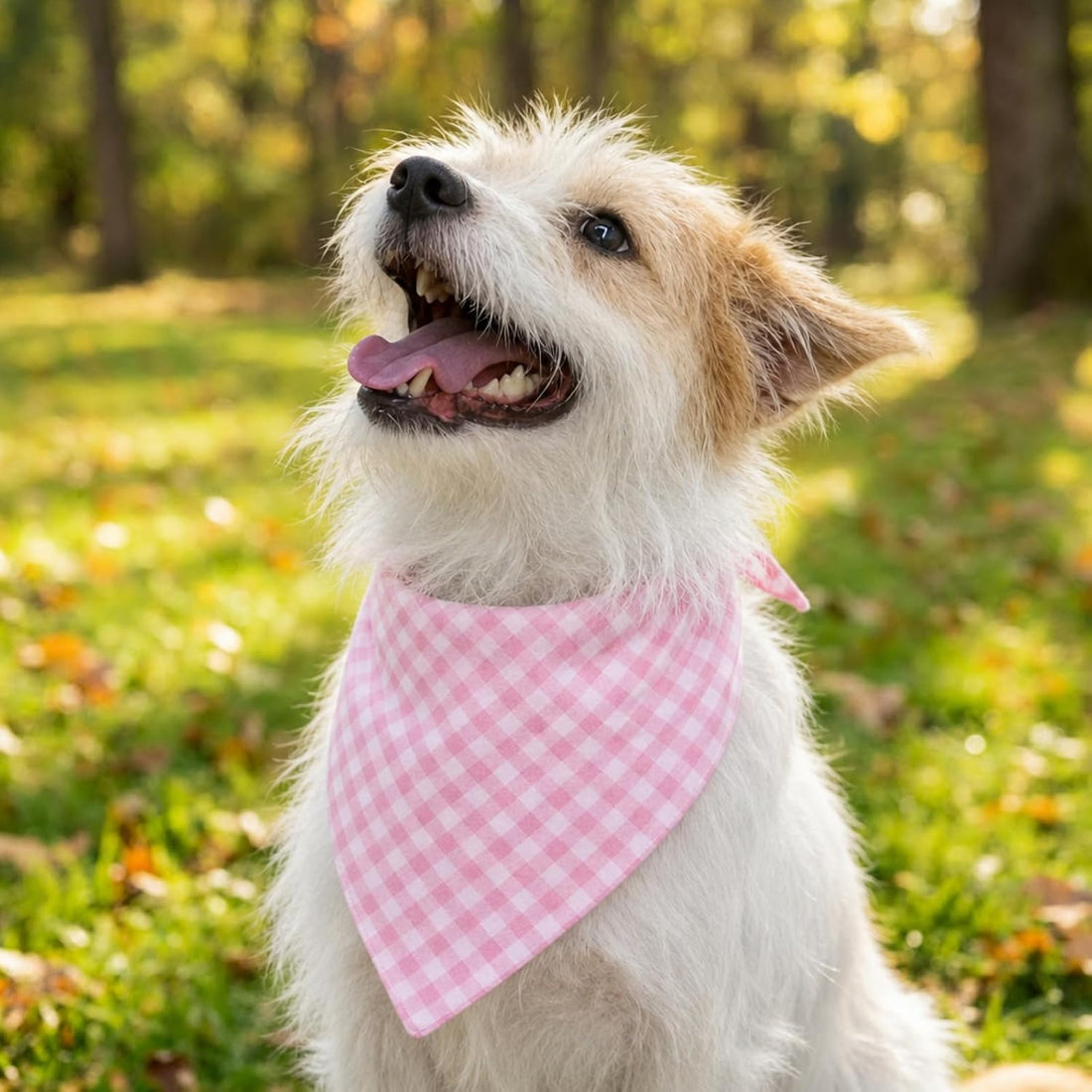 Dog Bandanas ; Cotton Linen Pink Plaid Bandana