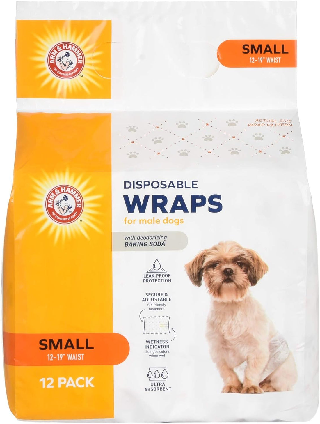 Arm & Hammer Small Male Dog Belly Band Wraps, 12 Count