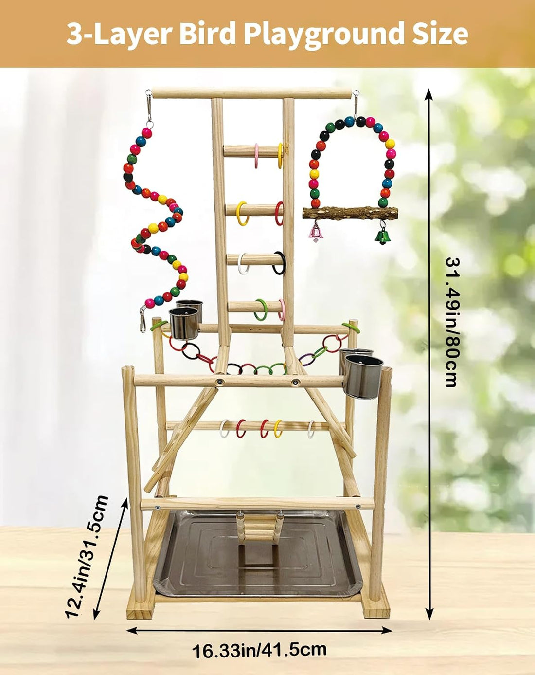 Niwaes Bird Play Stand, Large Parakeet Playground