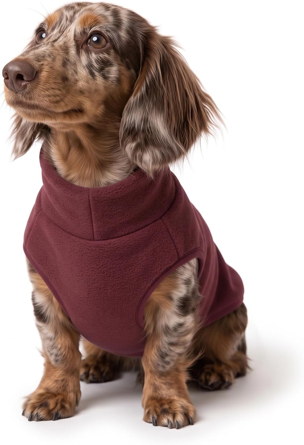 Dachshund Fleece Coat, Long Dog Sweater Jacket - Green, M