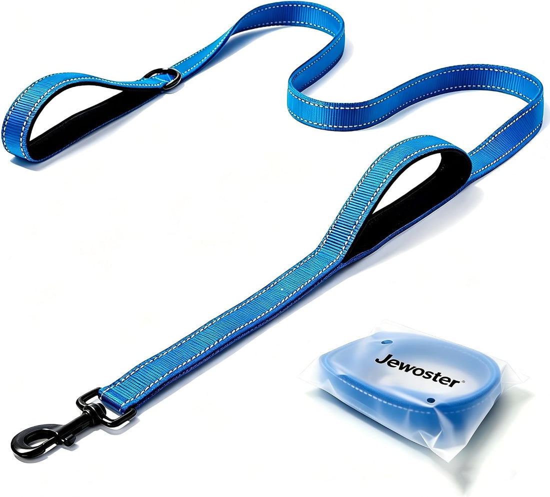 Heavy Duty Dog Leash - 2 Handles by Padded Traffic Handle for Extra
