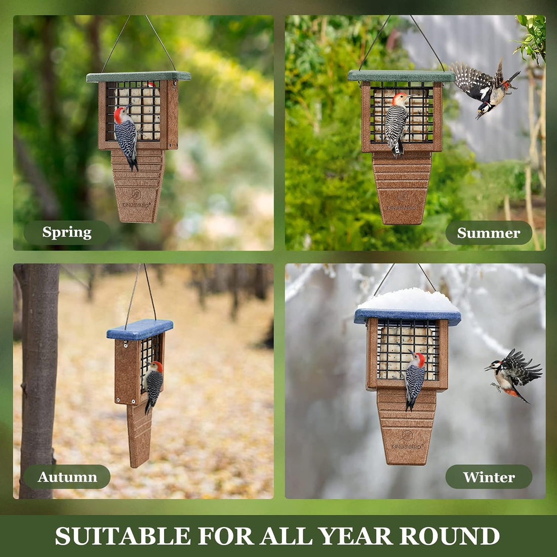 Kingsyard Suet Bird Feeder with Tail-Prop