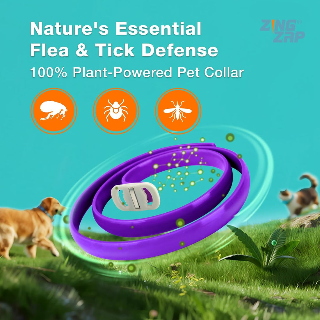 ZingZap Flea & Tick Collar Plant Powered Purple 2-Pack