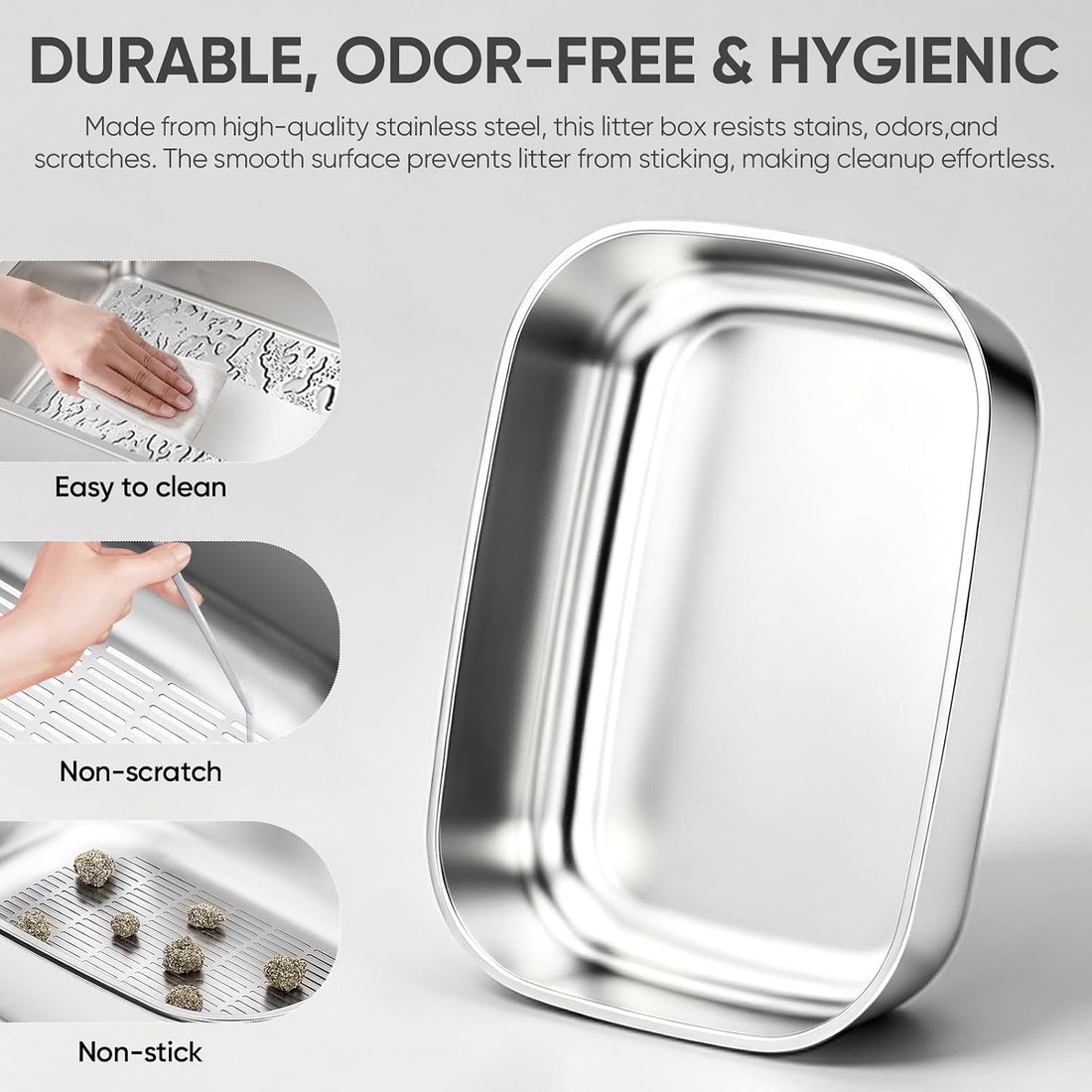 Stainless Steel Sifting Litter Box with Lid