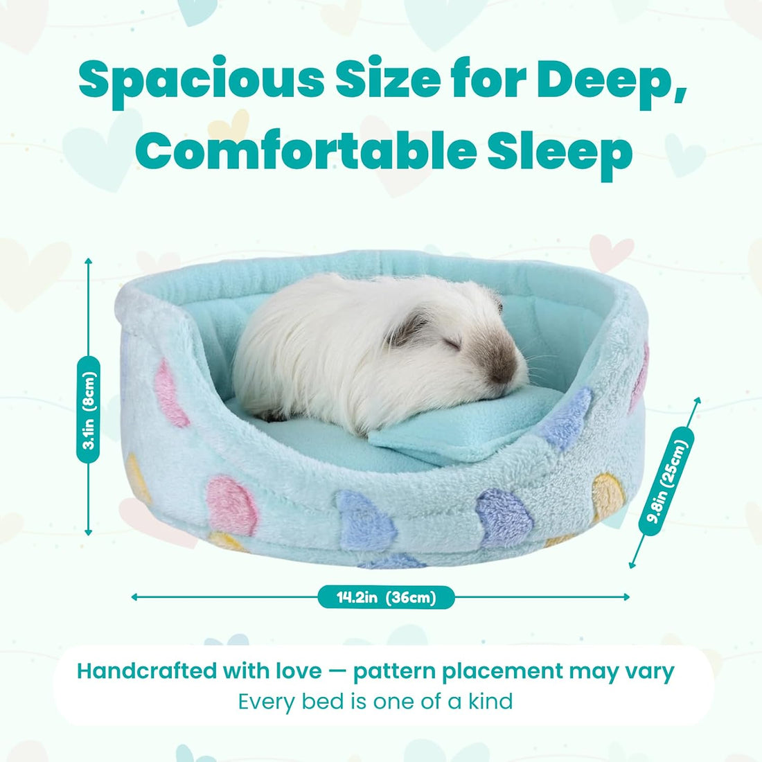 Guinea Pig Couch Bed, Plush Sofa with 2 Washable Mats & Pillow