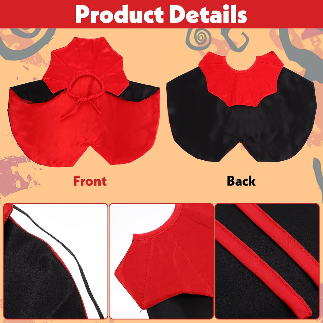 Halloween Vampire Cloak Costume,Stand-Collar Pet Cape Accessories