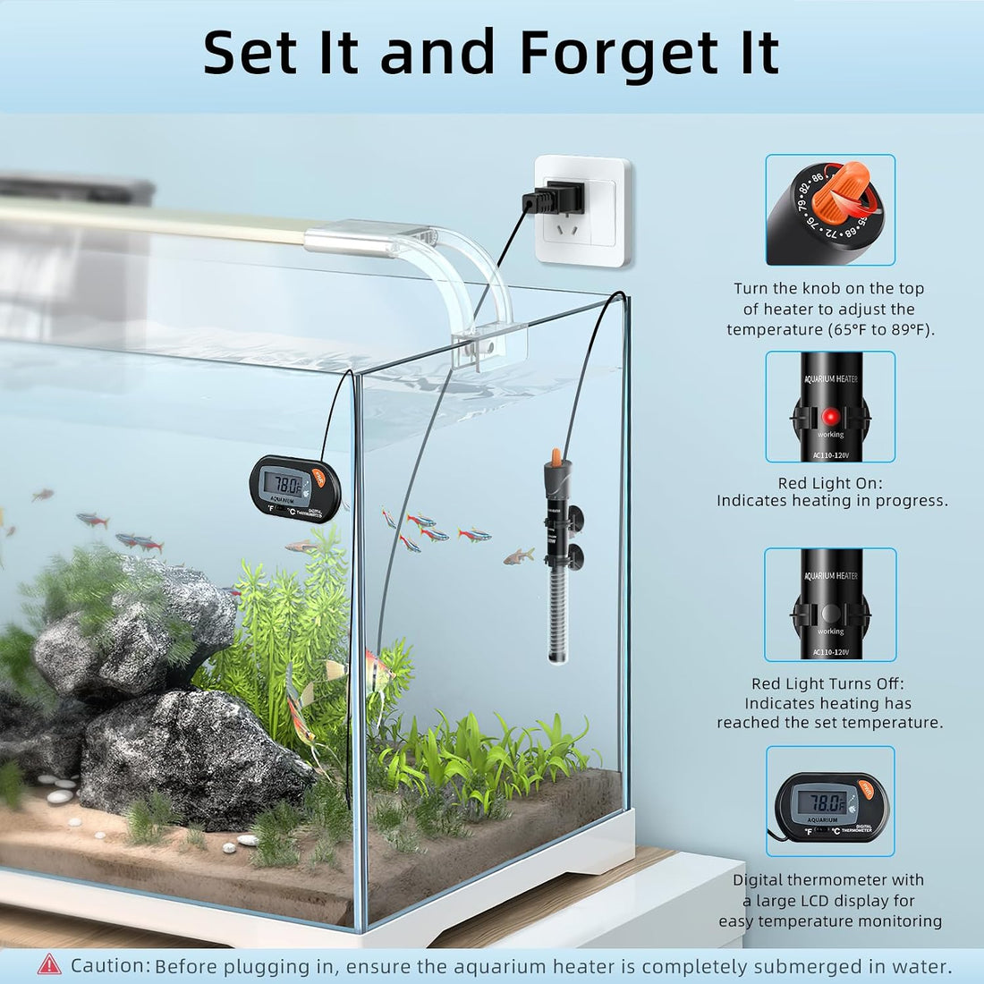 HiTauing Aquarium Heater 25W/50W/100W/200W/300W