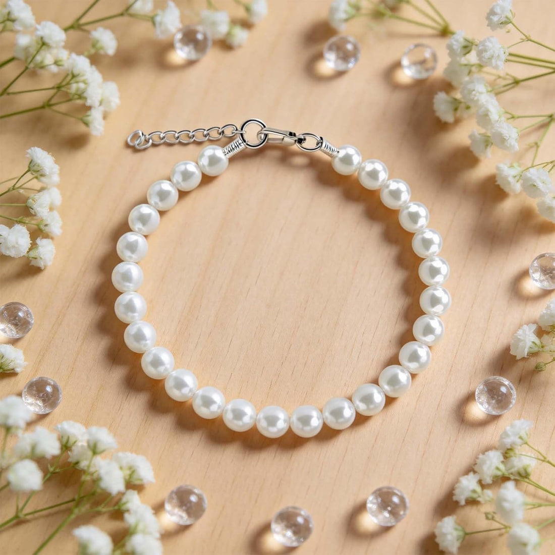 1 White Dog Pearl Necklace, Adjustable Pearl Necklace for Small Dogs